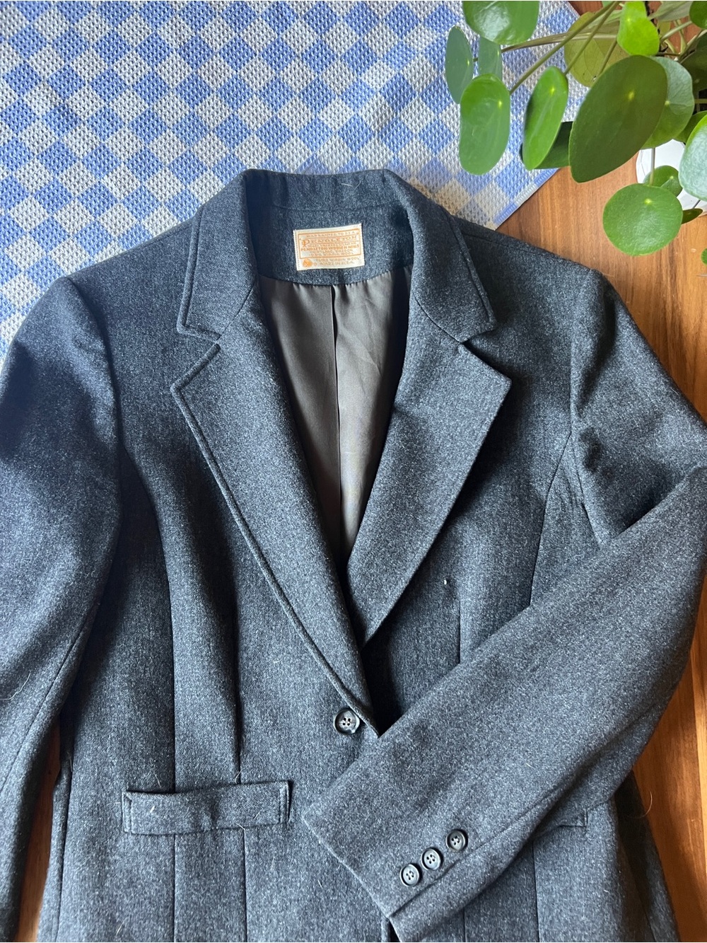 Vintage Pendleton Gray Wool Blazer Tailored Fit